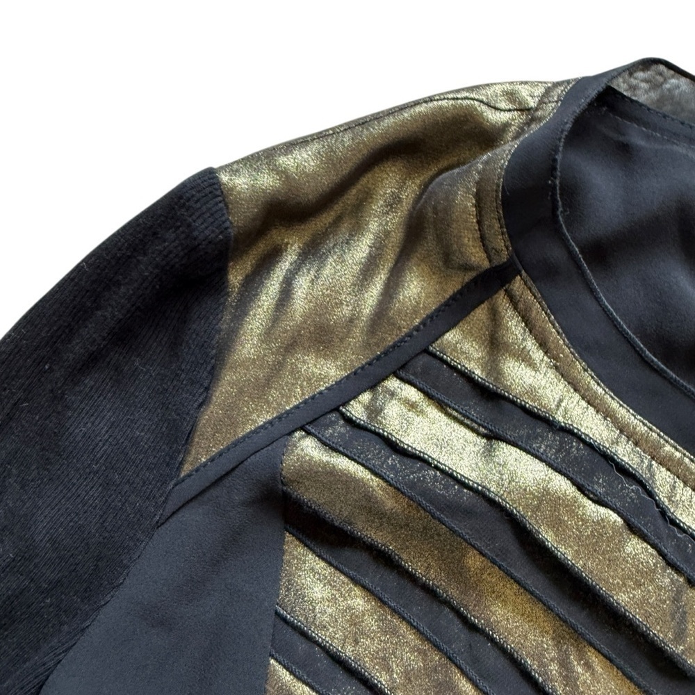 CACHÈ Women's Black & Gold Open Front Blazer Jacket Size S Casual Holiday Party - Picture 3 of 9